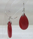 Natural Light Green/Red Jade Drop Earrings