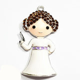 10pcs/lot Princess With Gun Rhinestone Pendants For Necklace Making