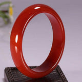 Zheru Natural Agate Chalcedony Red Bangle 54-64mm Princess Jewelry
