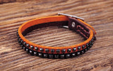 G553 Brown Rock Studded Single Wrap Leather Bracelet Wristband
