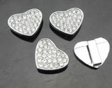 50pcs 8mm Rhinestone Heart Slide Charms for Leather Bracelet DIY