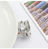 Rhodium Plated CZ Stone Stack 3 in 1 Crystal Wedding Rings