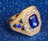 Vintage Gem Inlaid Lady's Rings Antique Plated European Retro Women
