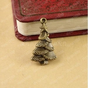 100pcs Antique Bronze Christmas Tree Charms Pendants DIY Jewelry Making