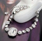 Crystal Link Chain Bracelet for Women with Square Charms