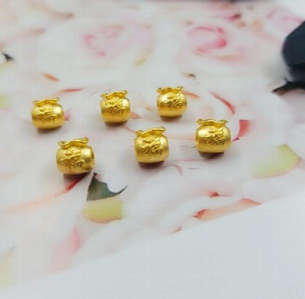 999 Pure 24K Yellow Gold Beads DIY Bracelet Charms Accessory Loose Beads