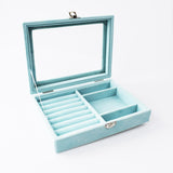 Vintage Earring Organizer Box Velvet Jewelry Tray Showcase Display