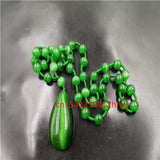 Green Cat Eye Stone Water Drop Pendant Charm Necklace