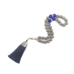 10mm Silver Plated Prayer Beads with Dark Tassel Islamic Rosary