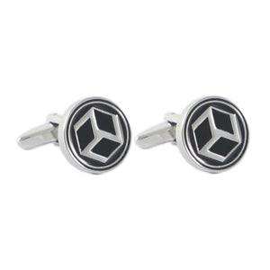 Round Cubic Cufflinks Enamel Round Father's Gift