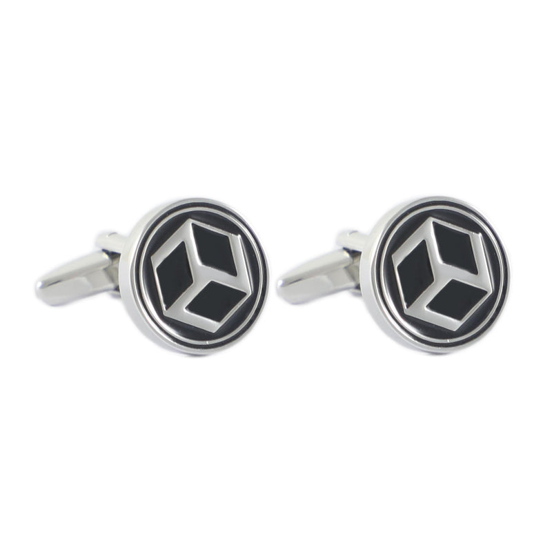 Round Cubic Cufflinks Enamel Round Father's Gift