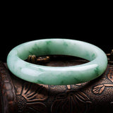 Zheru Jewelry Natural Myanmar Jade 54-64mm Light Flower Bracelet