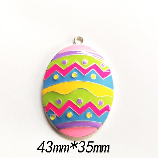 10pcs/lot Enamel Striped Easter Egg Pendant For Chunky Jewelry