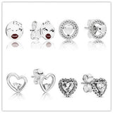 925 Silver Heart Stud Earrings For Women Wedding Party