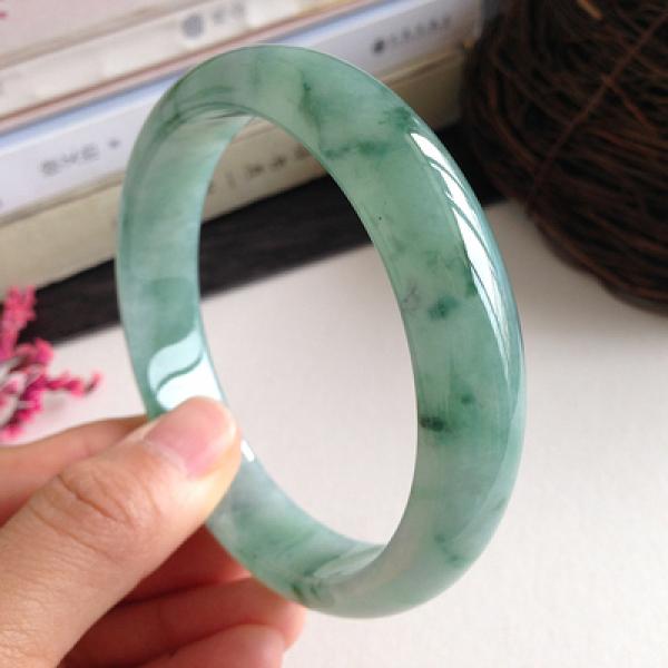Natural Myanmar Jadeite Light Flower Bracelet 54-64mm Princess Jewelry