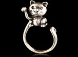 Lucky Cat Ring for Women Men Kids Charm Christmas Pretty Jewelry