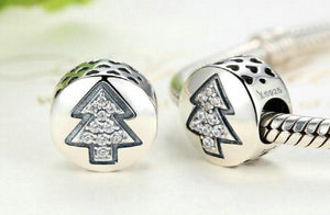 925 Silver Christmas Tree Bead Charm for Bracelets & Necklaces