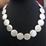 20mm Coin Necklace Beads Wedding Party Big Baroque Freshwater Pearl