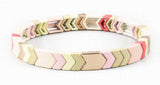 Rainbow Bracelet Women Enamel Tile Alloy Beaded Stackable Elasticity Bangles