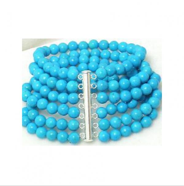 6mm Round Stone Bead 6 Row Line Bracelet 18-20cm 7.8''