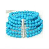 6mm Round Stone Bead 6 Row Line Bracelet 18-20cm 7.8''