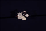 Sterling Silver Butterfly Zircon Open Ring for Women