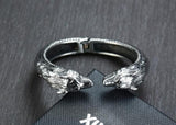 Punk Stainless Steel Biker Wolf Bracelet Cuff for Men Father