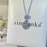 Heart-Shaped Chain Pendant Necklace Round Diamond Crystal Engagement