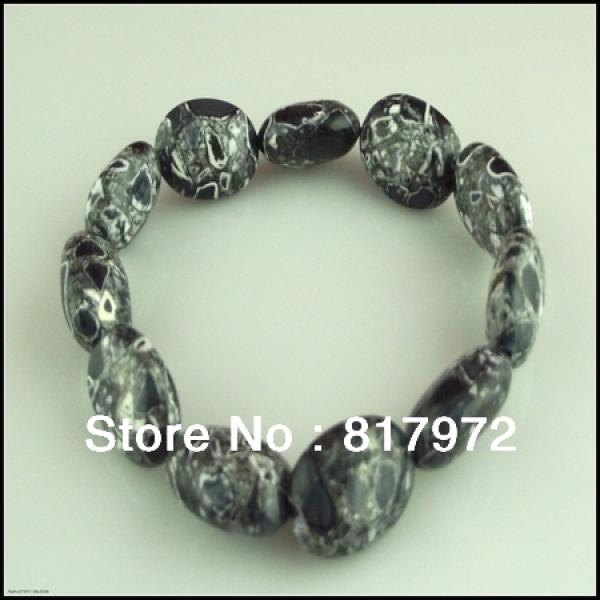5pcs Howlite Bead Bangle Bracelet Elastic Adjustable Party Charm