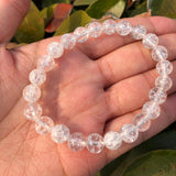 Natural Cracked Clear Quartz Bracelet Crystal Healing Stone Women Jewelry