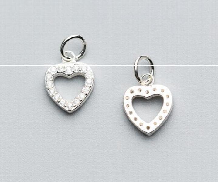925 Sterling Silver Heart Zircon Women Dangle Charms Decoration