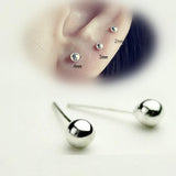 925 Sterling Silver Round Ball Ear Studs Earring Pin 1.5mm 2mm 3mm 20pcs