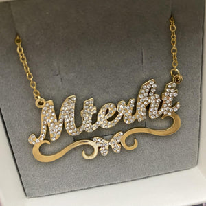 Diamond Crystal Personalized Name Necklace Stainless Steel Women Gift