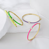 HECHENG Love Heart Bangle Candy Bracelet - Neon Green Enamel Bra