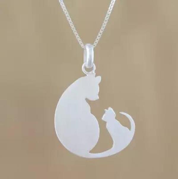 Small Cat Pendant Necklace Stainless Steel Women Jewelry