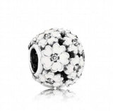 925 Silver Daisy Fairy Crystal Bead Charm for Women Bracelet & Necklace