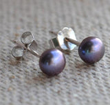 Peacock Freshwater Pearl Stud Earrings, 925 Silver, Wedding Party Gift