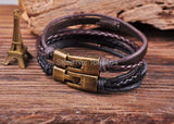 Real Leather Hemp Bracelet Wristband Mens Cuff Clasp