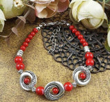 Tibetan Silver Alloy Round Beads Amulet Bracelet