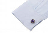 Round Purple Crystal CUFFLINKS for Men L1522 17mm