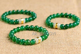 Green Agate + HeTian Jade Beads Link Bracelet Elastic Strand Bracelets