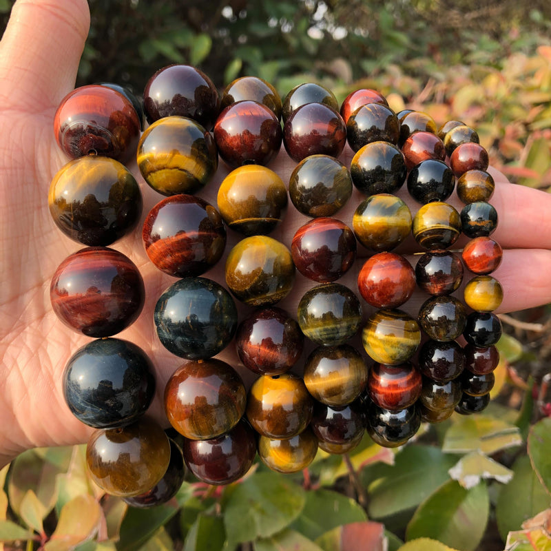 Yellow Red Tiger Eye Bracelet 20MM Big Round Bead Crystal Healing Stone