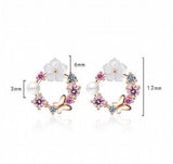 925 Silver Colorful Zircon Wreath Stud Earring for Women