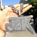 Baguette Zircon Letter Name Pendant Men HipHop Necklace Chain Rock Rapper