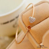 Metal Plated Heart Bracelet with Glitter - Open Up