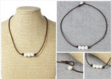 White Freshwater Pearl Leather Necklace, Birthday Wedding Gift