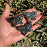Labradorite Butterfly Necklace Pendant Carved Statue Gem Figurine Crystal Gift