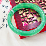 Zheru Jewelry Natural Jadeite Bracelet Green Bicolor 54-62mm Princess Jade