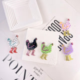 Chic Chicken Heel Acrylic Earrings - Animal Charms Hook Jewelry
