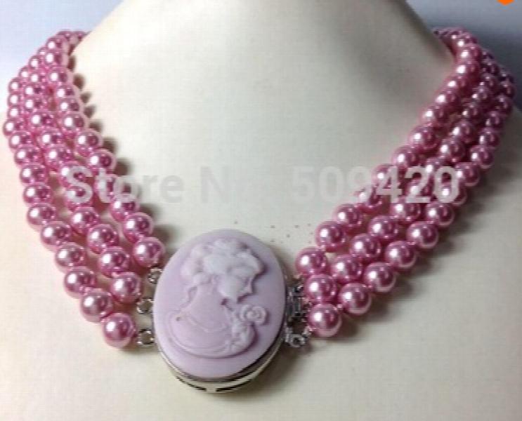 Purple Freshwater Pearl Shell Necklace 17''-19''